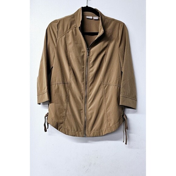 Chico's Jackets & Blazers - CHICO'S Zenergy Khaki Long Sleeve Zipup Side Lace Women Jacket